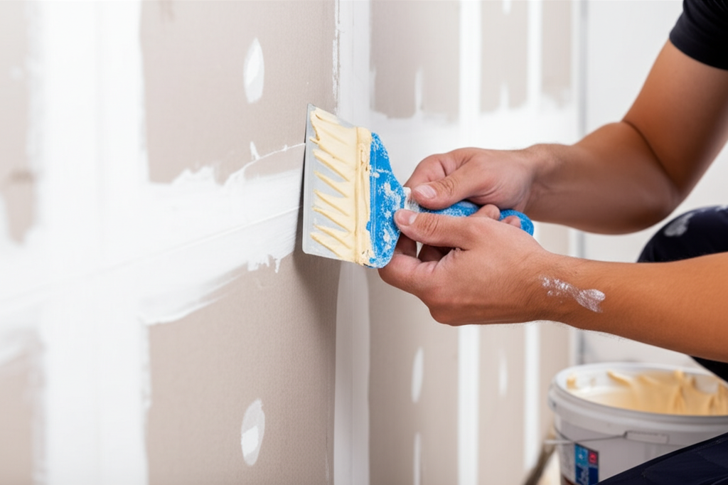 Professional repairing drywall